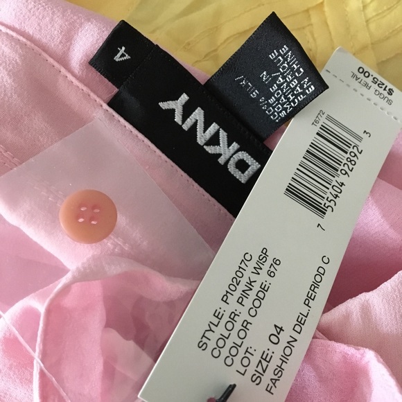 {new} DKNY Pink silk button down blouse - Picture 8 of 8